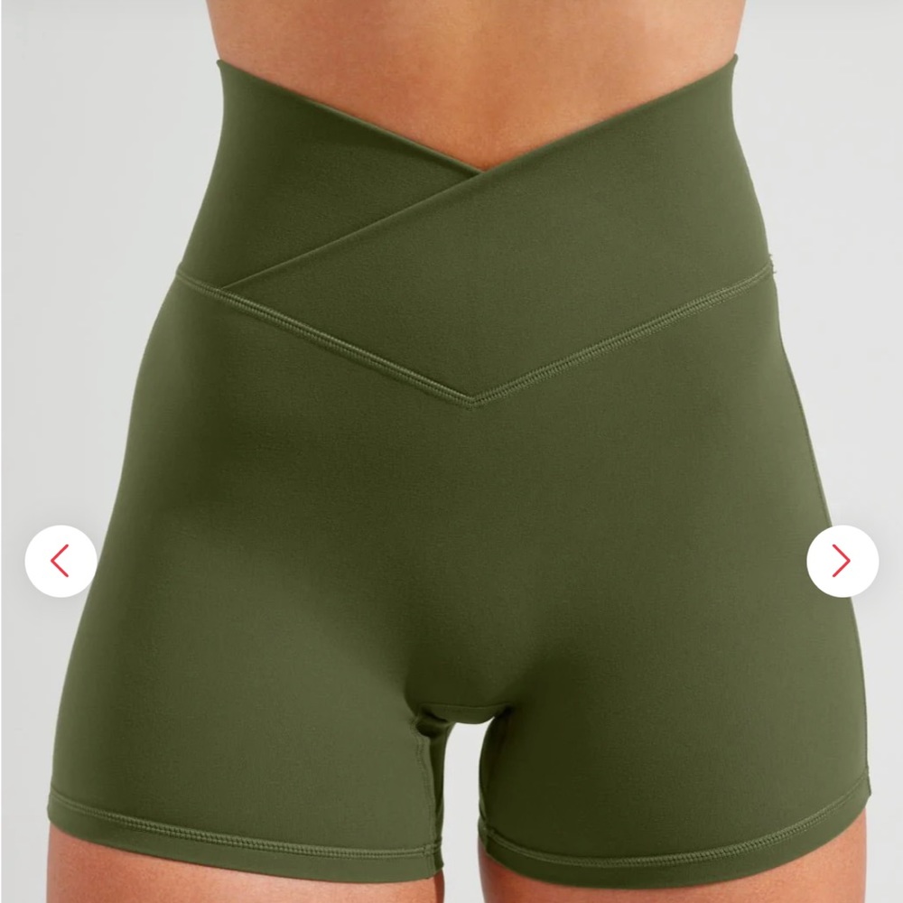 BuffBunny High-Waist Olive Green Athletic Shorts